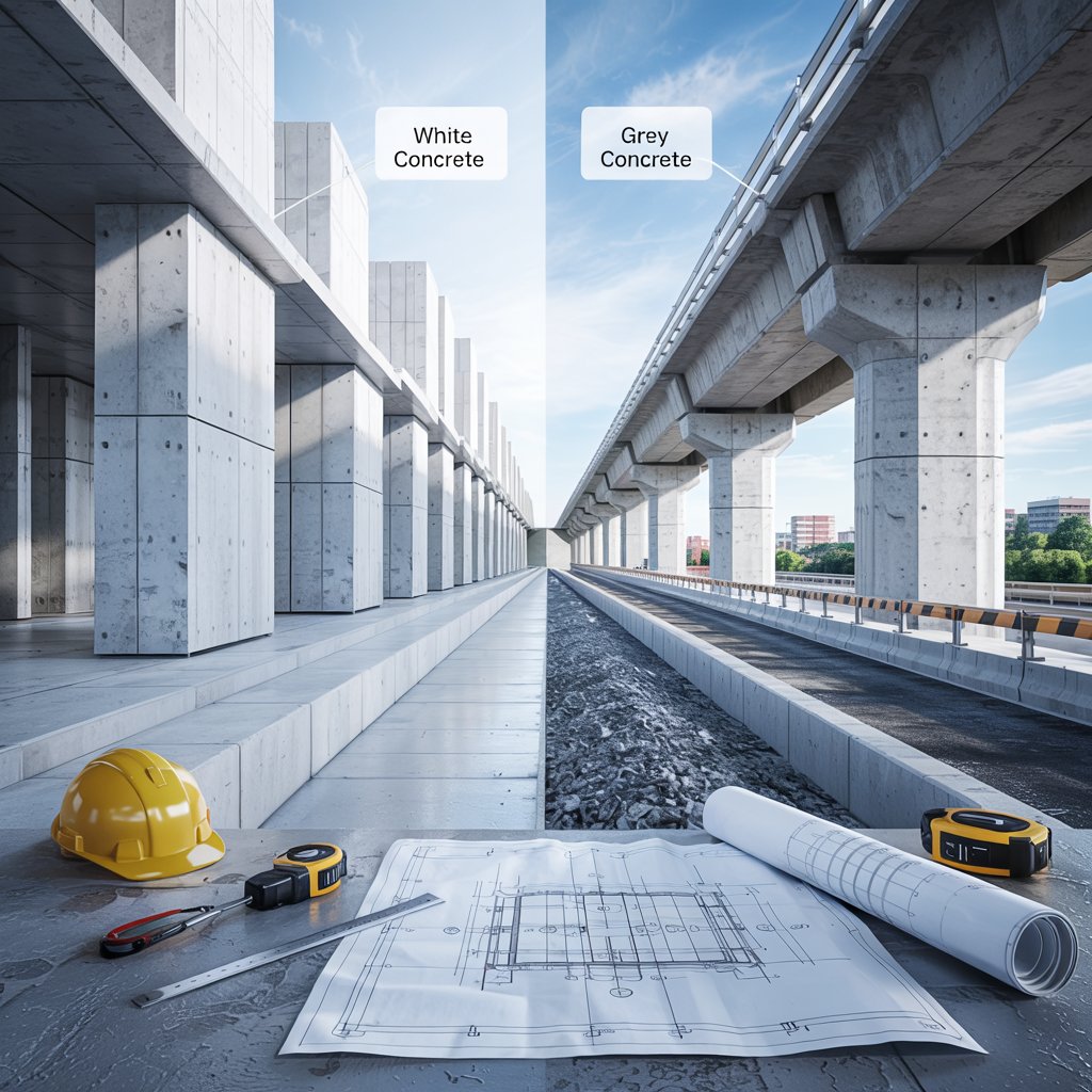 STUDY OF THE CHARACTERISTICS OF WHITE CONCRETE COMPARED TO GREY CONCRETE AND ITS APPLICATION IN ENGINEERING PROJECTS